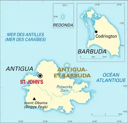 Antigua-et-Barbuda : carte générale - crédits : Encyclopædia Universalis France
