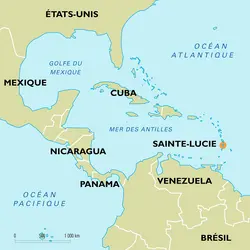 Sainte-Lucie : carte de situation - crédits : Encyclopædia Universalis France