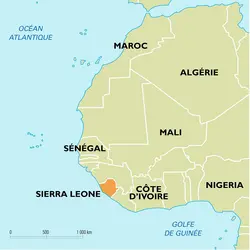 Sierra Leone : carte de situation - crédits : Encyclopædia Universalis France