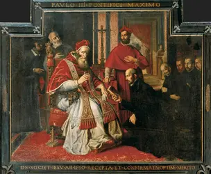 Paul III Farnèse recevant des mains d’Ignace la règle de l’Ordre des jésuites - crédits : Iberfoto/ Bridgeman Images
