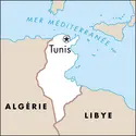 Tunis : carte de situation - crédits : © Encyclopædia Universalis France