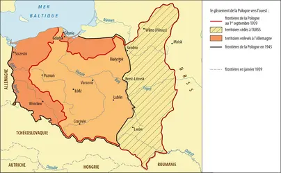 Le glissement de la frontière polonaise (1939-1945) - crédits : Encyclopædia Universalis France