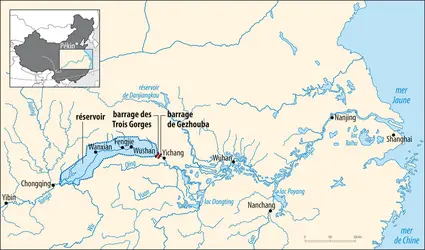 Localisation du barrage des Trois Gorges - crédits : Encyclopædia Universalis France
