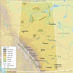 Alberta : carte physique - crédits : Encyclopædia Universalis France