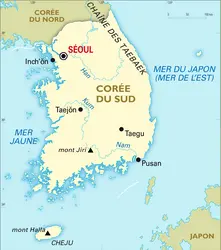 Corée du Sud : carte générale - crédits : Encyclopædia Universalis France