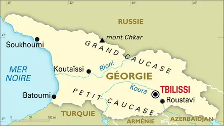 Géorgie : carte générale - crédits : Encyclopædia Universalis France