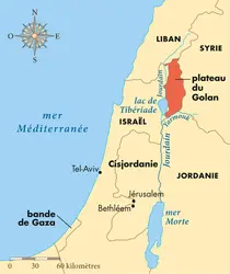 Carte du plateau du Golan - crédits : © Encyclopædia Universalis France
