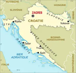 Croatie : carte générale - crédits : Encyclopædia Universalis France