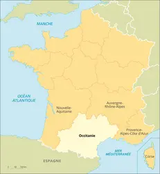 Occitanie : carte de situation - crédits : Encyclopædia Universalis France