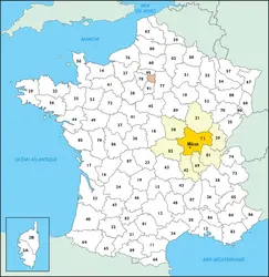 Saône-et-Loire : carte de situation - crédits : © Encyclopædia Universalis France