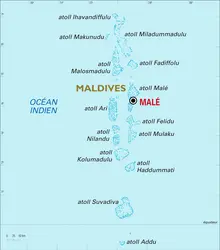 Maldives : carte générale - crédits : Encyclopædia Universalis France