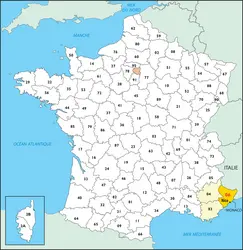 Alpes-Maritimes : carte de situation - crédits : © Encyclopædia Universalis France