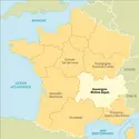 Auvergne-Rhône-Alpes : carte de situation - crédits : Encyclopædia Universalis France