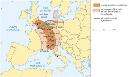 Mégalopole européenne - crédits : © Encyclopædia Universalis France