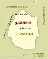 Eswatini : carte générale - crédits : Encyclopædia Universalis France