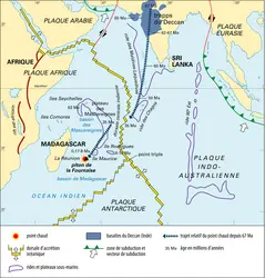 Parcours relatif du piton de la Fournaise, La Réunion - crédits : Encyclopædia Universalis France