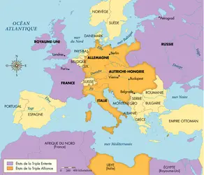 Triple Entente et Triple Alliance - crédits : © Encyclopædia Universalis France