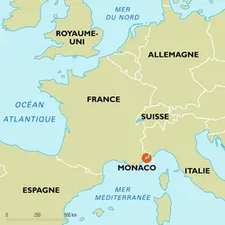Monaco : carte de situation - crédits : Encyclopædia Universalis France