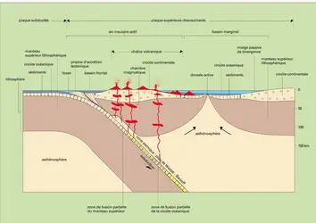 Subduction et arc insulaire - crédits : Encyclopædia Universalis France