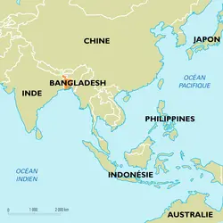 Bangladesh : carte de situation - crédits : Encyclopædia Universalis France