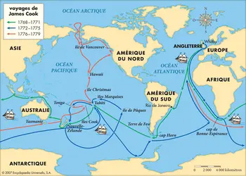 Voyages de James Cook - crédits : © Encyclopædia Universalis France