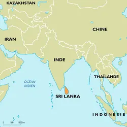 Sri Lanka : carte de situation - crédits : Encyclopædia Universalis France