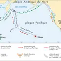 Parcours relatif du point chaud d'Hawaii - crédits : © Encyclopædia Universalis France