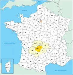 Corrèze : carte de situation - crédits : © Encyclopædia Universalis France