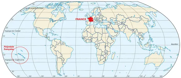 Polynésie française : carte de situation - crédits : © Encyclopædia Universalis France