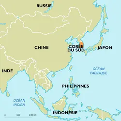 Corée du Sud : carte de situation - crédits : Encyclopædia Universalis France