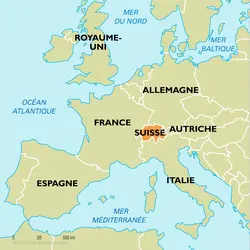 Suisse : carte de situation - crédits : Encyclopædia Universalis France