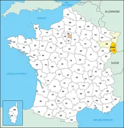 Haut-Rhin : carte de situation - crédits : © Encyclopædia Universalis France