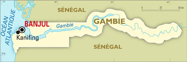 Gambie : carte générale - crédits : Encyclopædia Universalis France