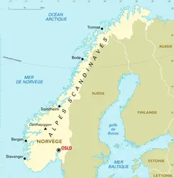 Norvège : carte générale - crédits : Encyclopædia Universalis France