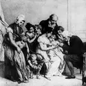 Edward Jenner vaccinant son fils contre la variole, 1815 - crédits : Hulton Archive/ Getty Images