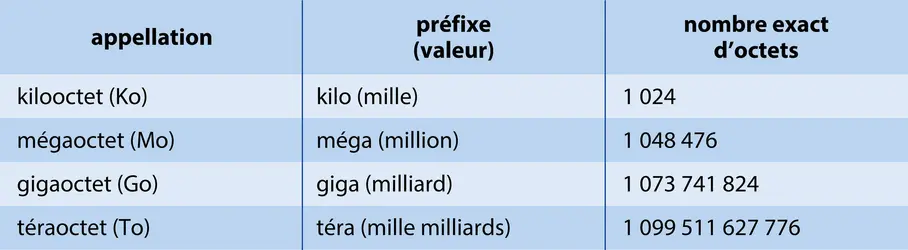 Les multiples de l’octet - crédits : © Encyclopædia Universalis France