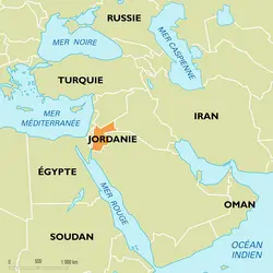 Jordanie : carte de situation - crédits : Encyclopædia Universalis France