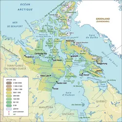 Nunavut : carte physique - crédits : Encyclopædia Universalis France