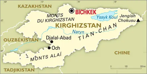 Kirghizstan : carte générale - crédits : Encyclopædia Universalis France