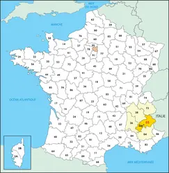 Hautes-Alpes : carte de situation - crédits : © Encyclopædia Universalis France