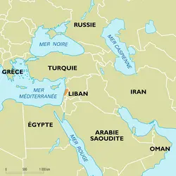Liban : carte de situation - crédits : Encyclopædia Universalis France