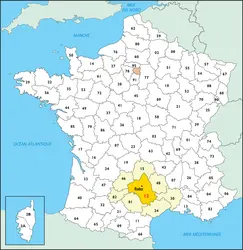 Aveyron : carte de situation - crédits : © Encyclopædia Universalis France