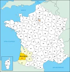 Landes : carte de situation - crédits : © Encyclopædia Universalis France