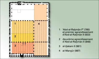 Mosquée de Cordoue, Espagne : agrandissements successifs - crédits : Encyclopædia Universalis France